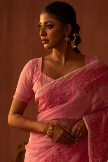 Oasis Embroidered Half Silk Sari